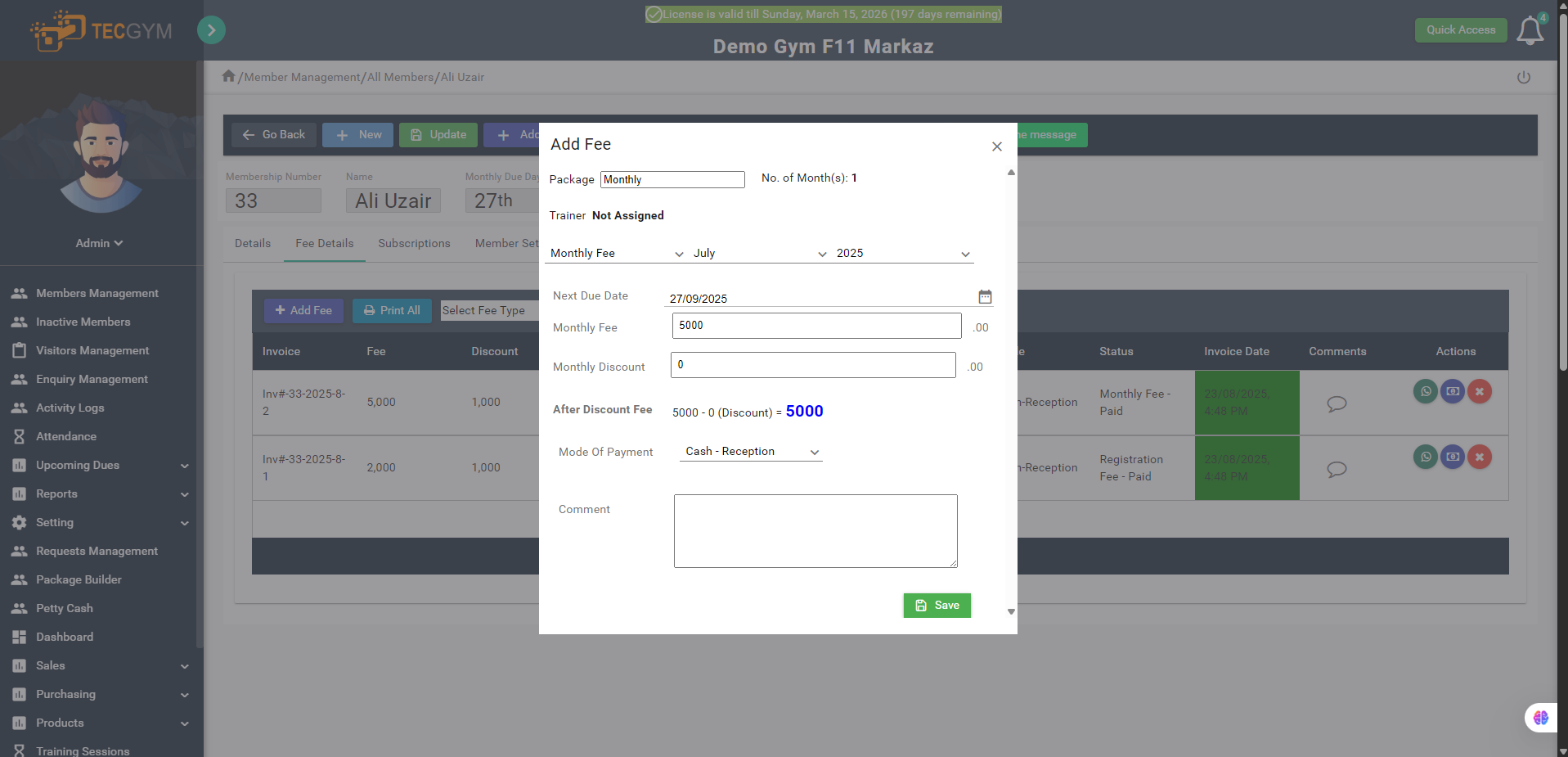 TecGym Online Fee Collection and Payment Software