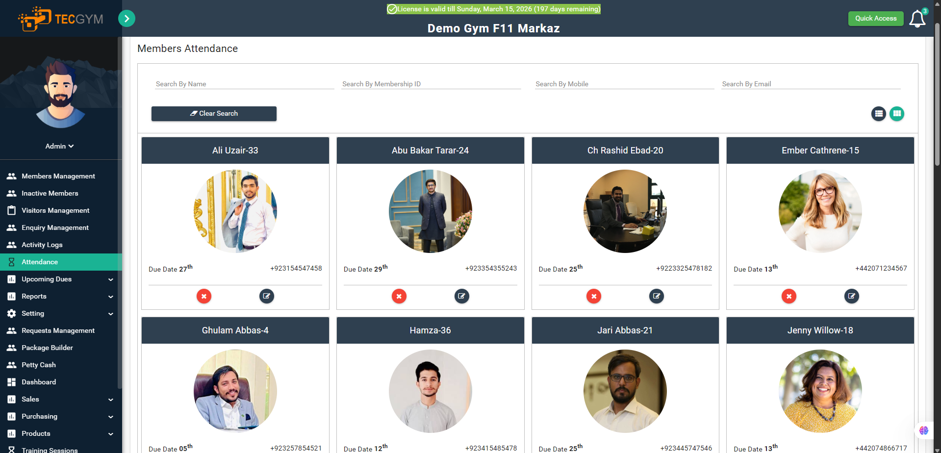 TecGym Attendance Tracking and Monitoring Software