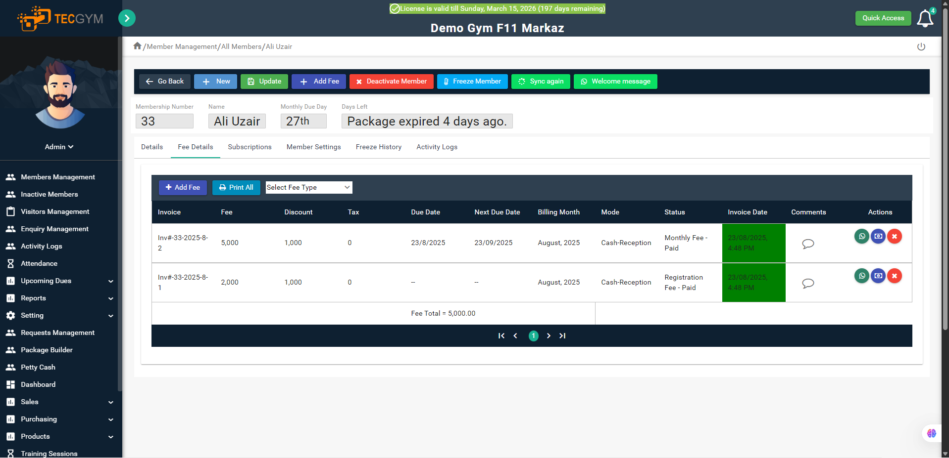 TecGym Gym Fee Management and Payment Tracking Software